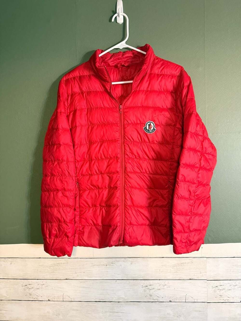 Moncler Red Quilted Youth XL Light Down Puffer Jacket